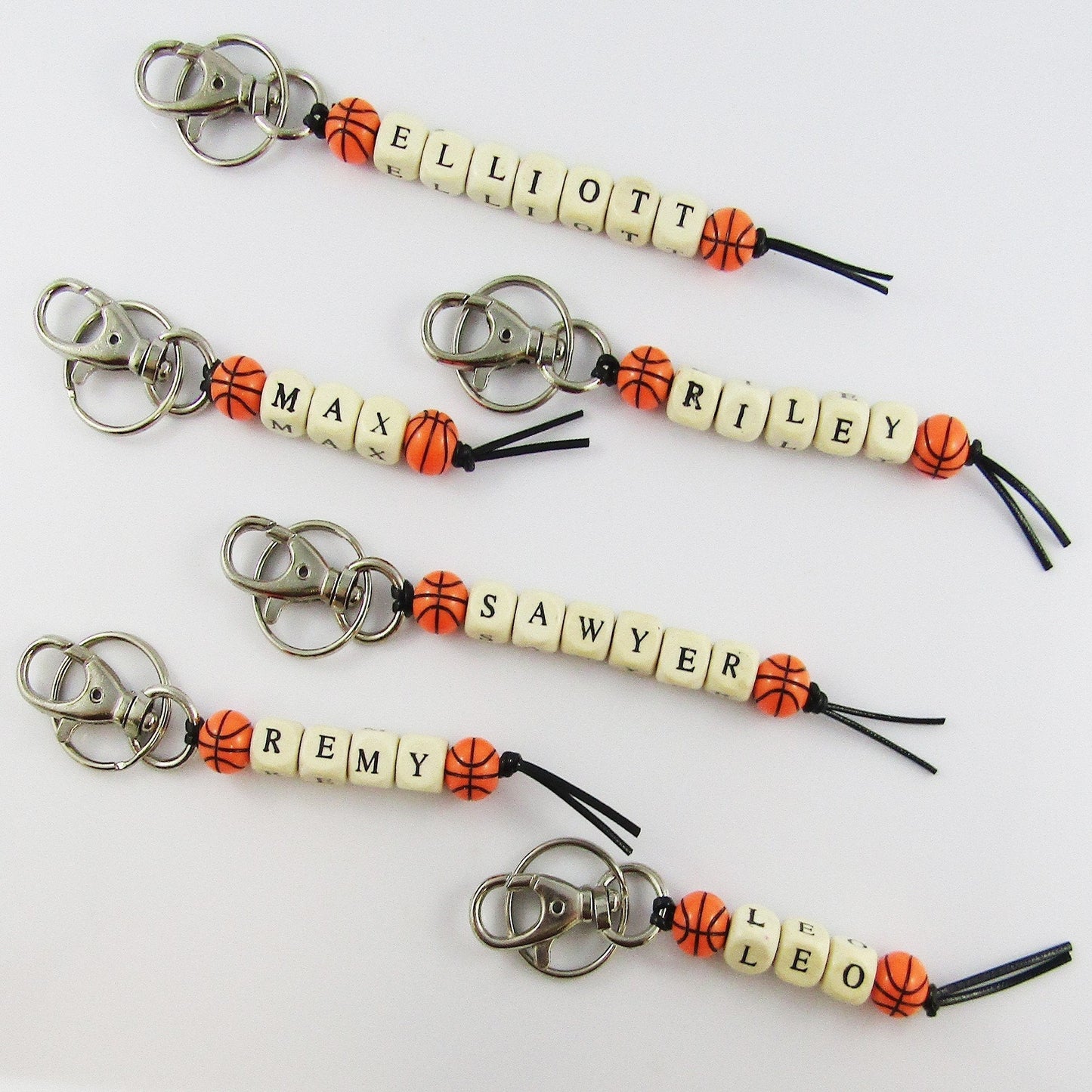 Team Set of 10 Basketball Name Bag Tag Keychain Team or Player Name You Choose!