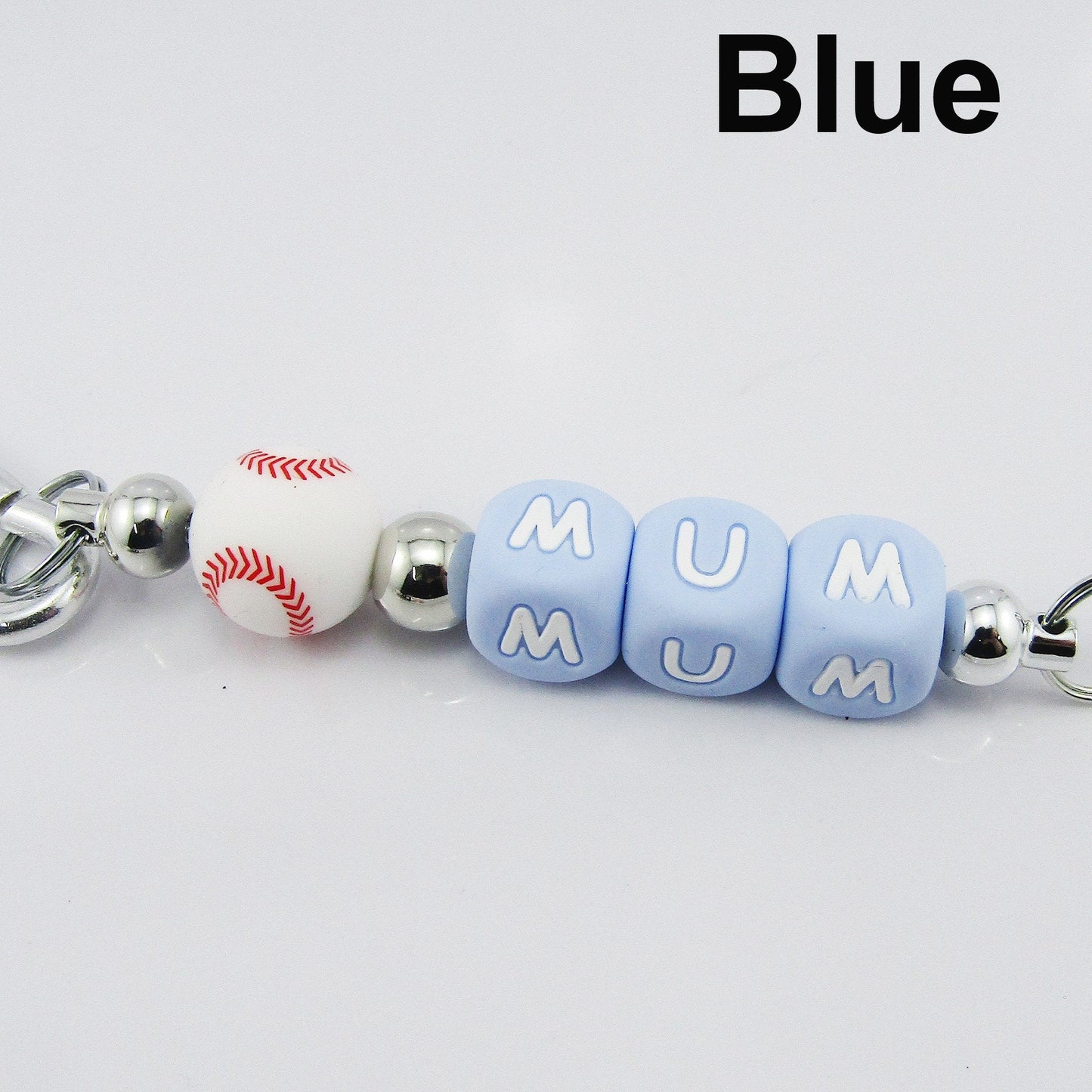 Softball Mum Beaded Carabiner Bag Tag Keychain Keyring 140mm Select Colour