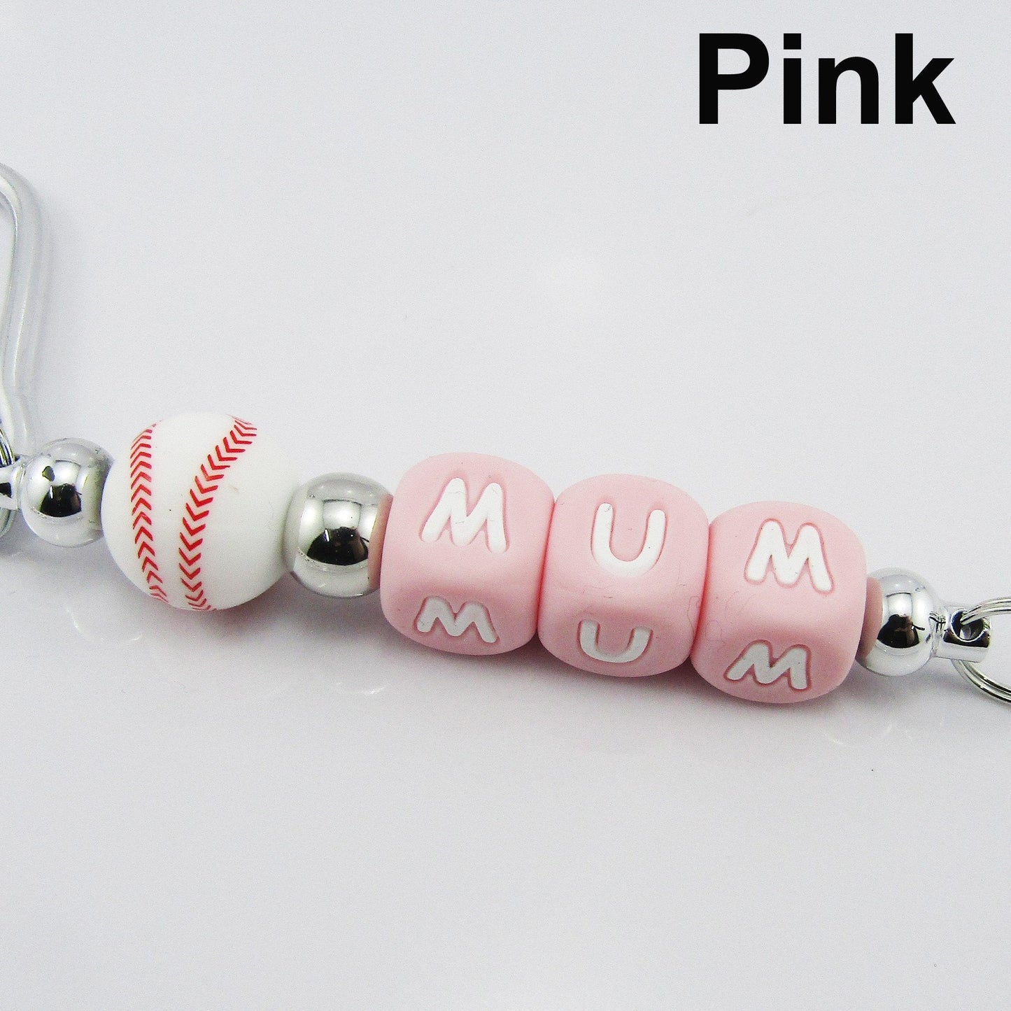 Softball Mum Beaded Carabiner Bag Tag Keychain Keyring 140mm Select Colour