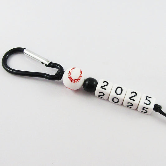 Baseball 2025 Beaded Carabiner Bag Tag Keychain Keyring 150mm