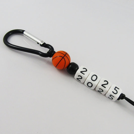 Basketball 2025 Beaded Carabiner Bag Tag Keychain Keyring 150mm