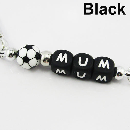 Soccer Mum Beaded Carabiner Bag Tag Keychain Keyring 140mm Select Colour