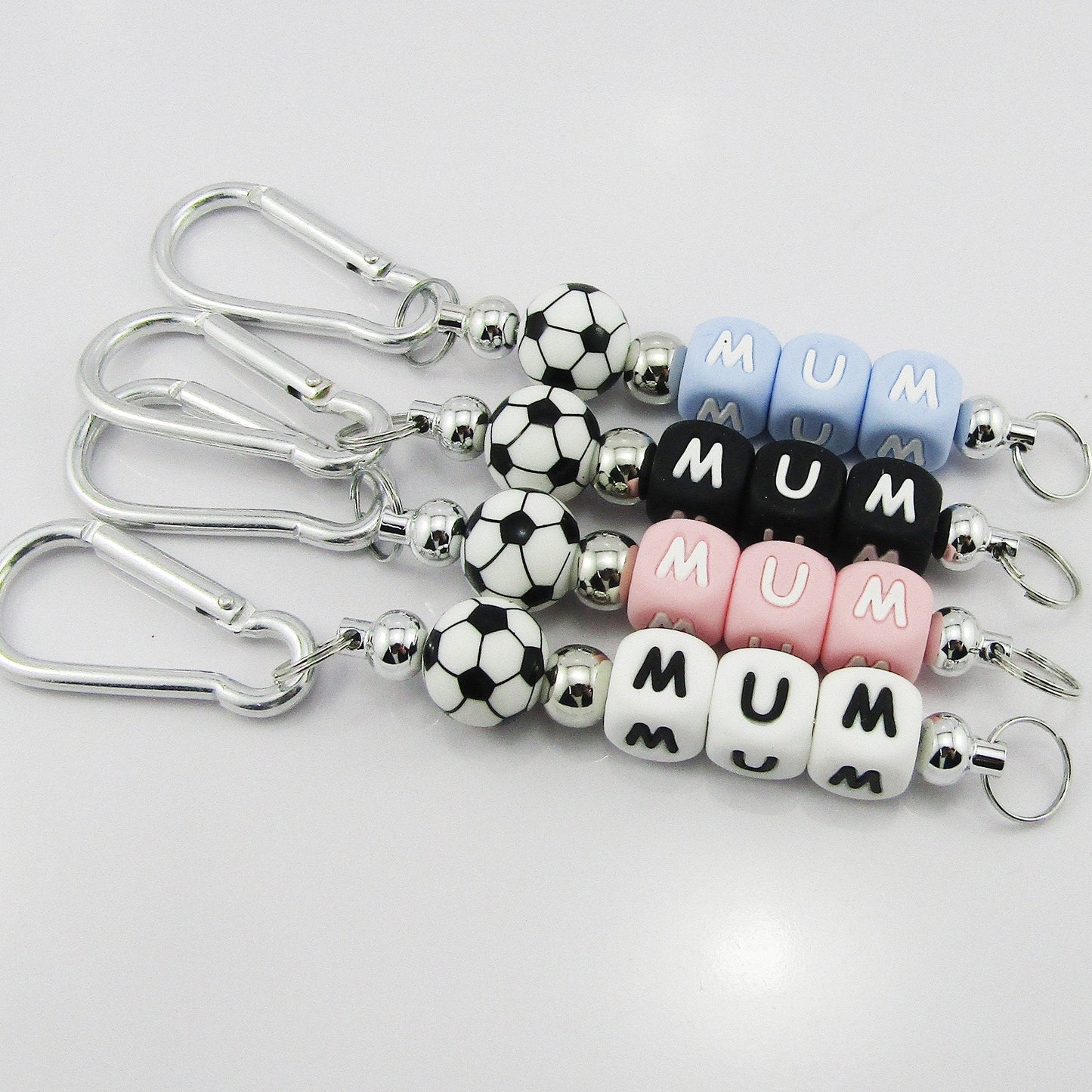 Soccer Mum Beaded Carabiner Bag Tag Keychain Keyring 140mm Select Colour