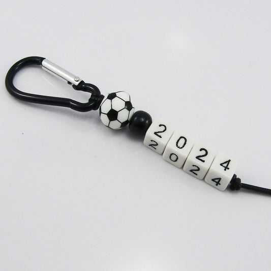 Soccer 2024 Beaded Carabiner Bag Tag Keychain Keyring 150mm