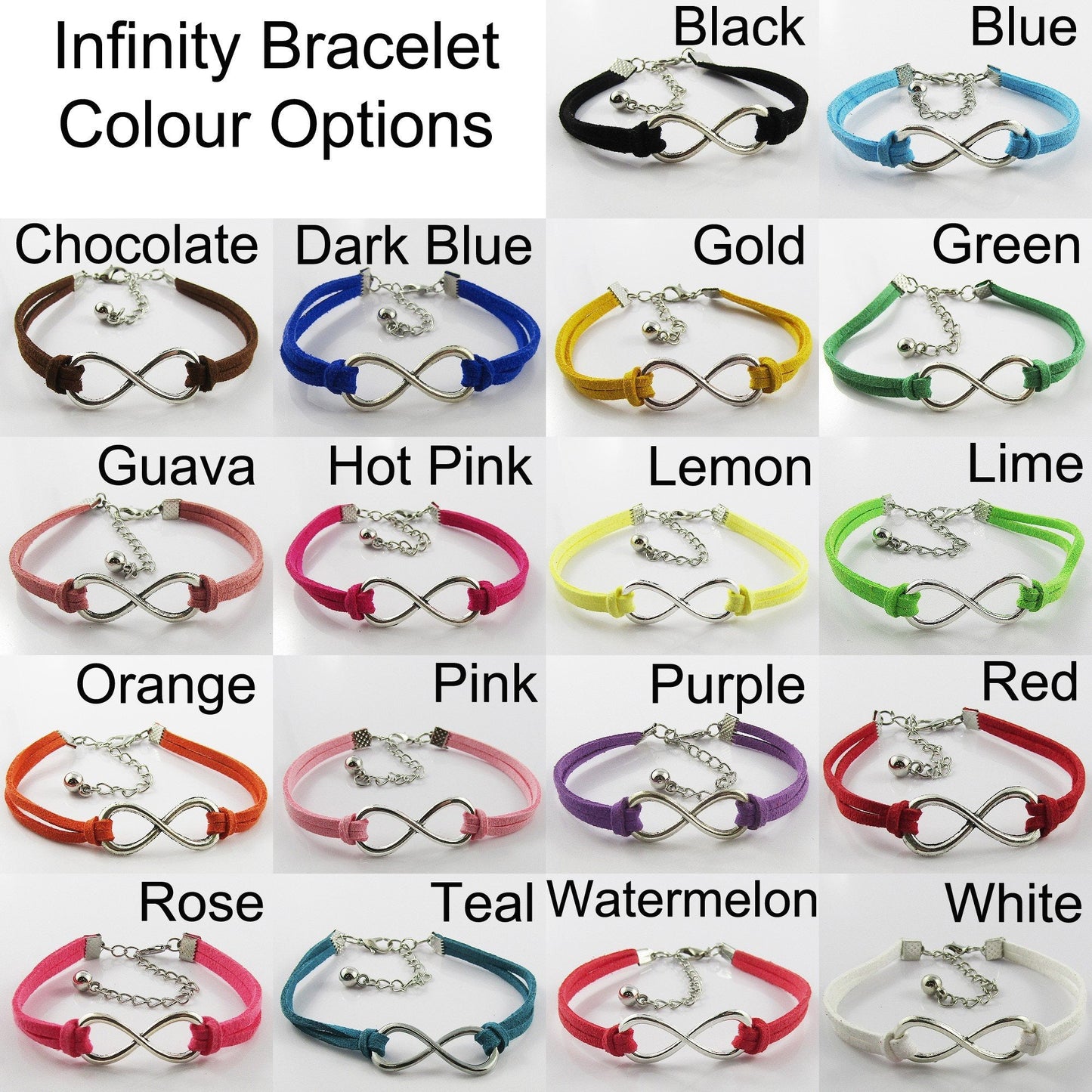 Team set of 10 Infinity 3D Netball Charm Bracelets Sports Gift Select Colour