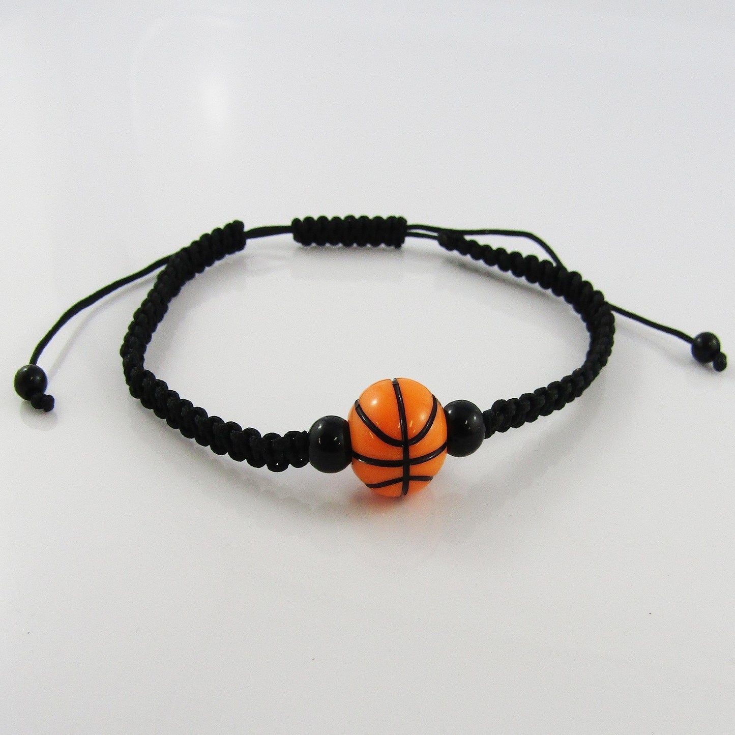 Braided Basketball Bead Bracelet Adjustable Nylon Cord Sport Coach Gift