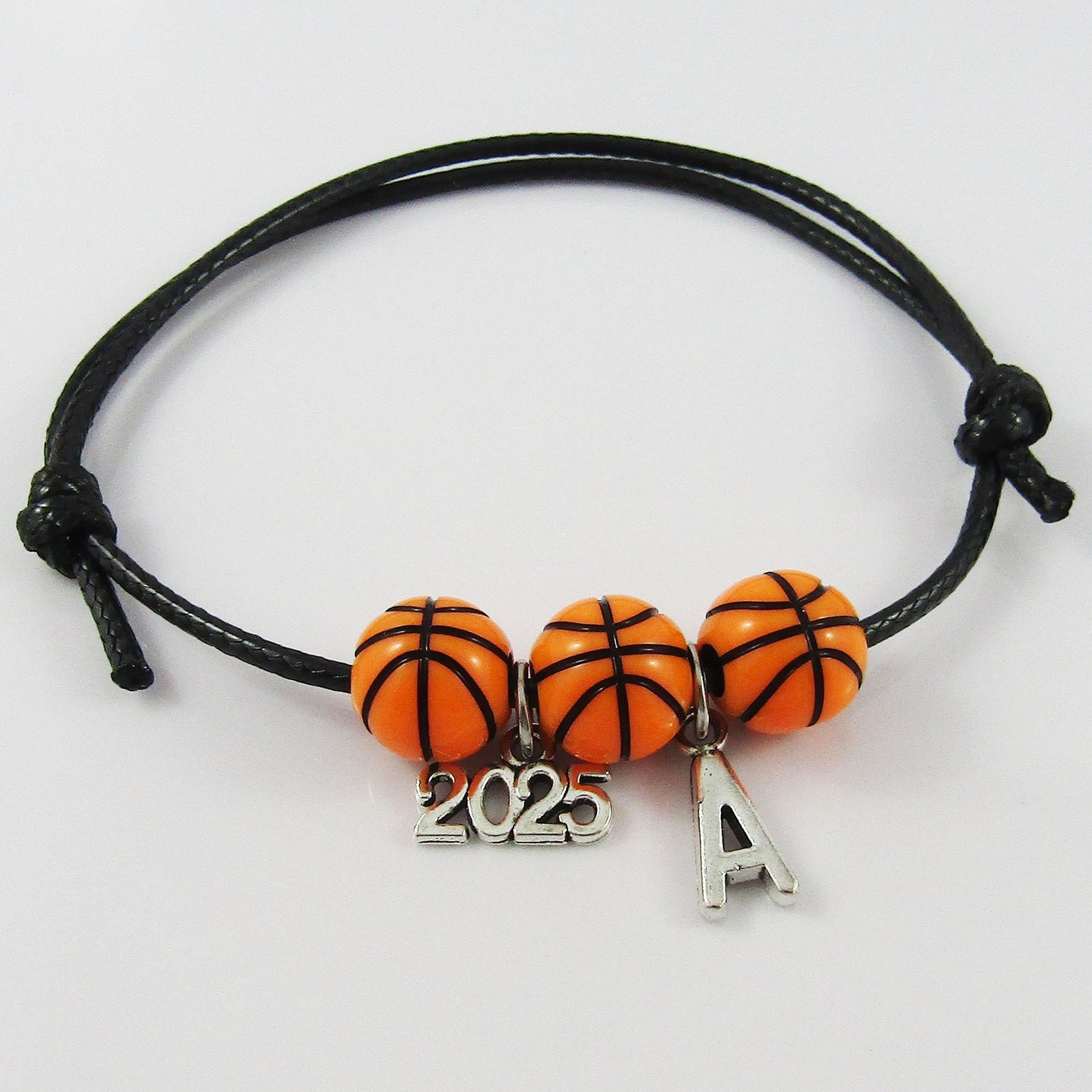 2025 Personalised Basketball Bead Bracelet Adjustable Select Initial Sport Gift