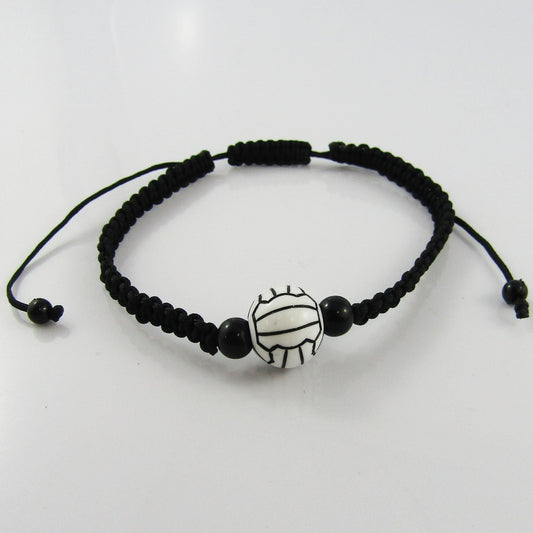 Braided Netball / Volleyball Bead Bracelet Adjustable Nylon Cord Sport Gift