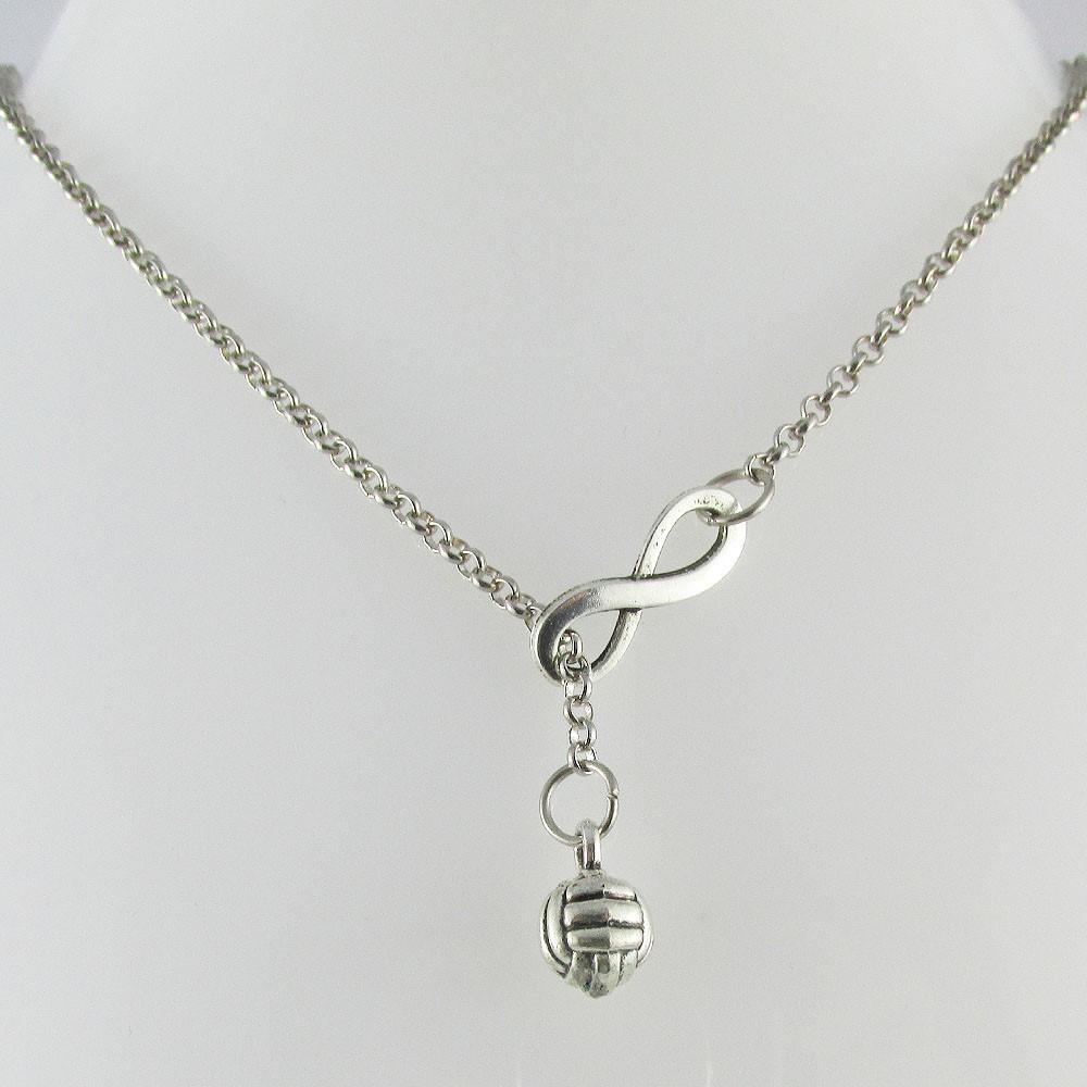 Infinity 3D Netball Charm Lariat Necklace 76cm Sports Team End Of Season Gift