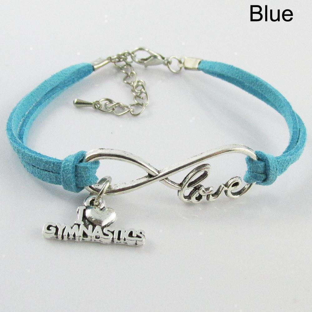 Squad Set of 10 Infinity Love I Love GYMNASTICS Charm Bracelet Pick Colour