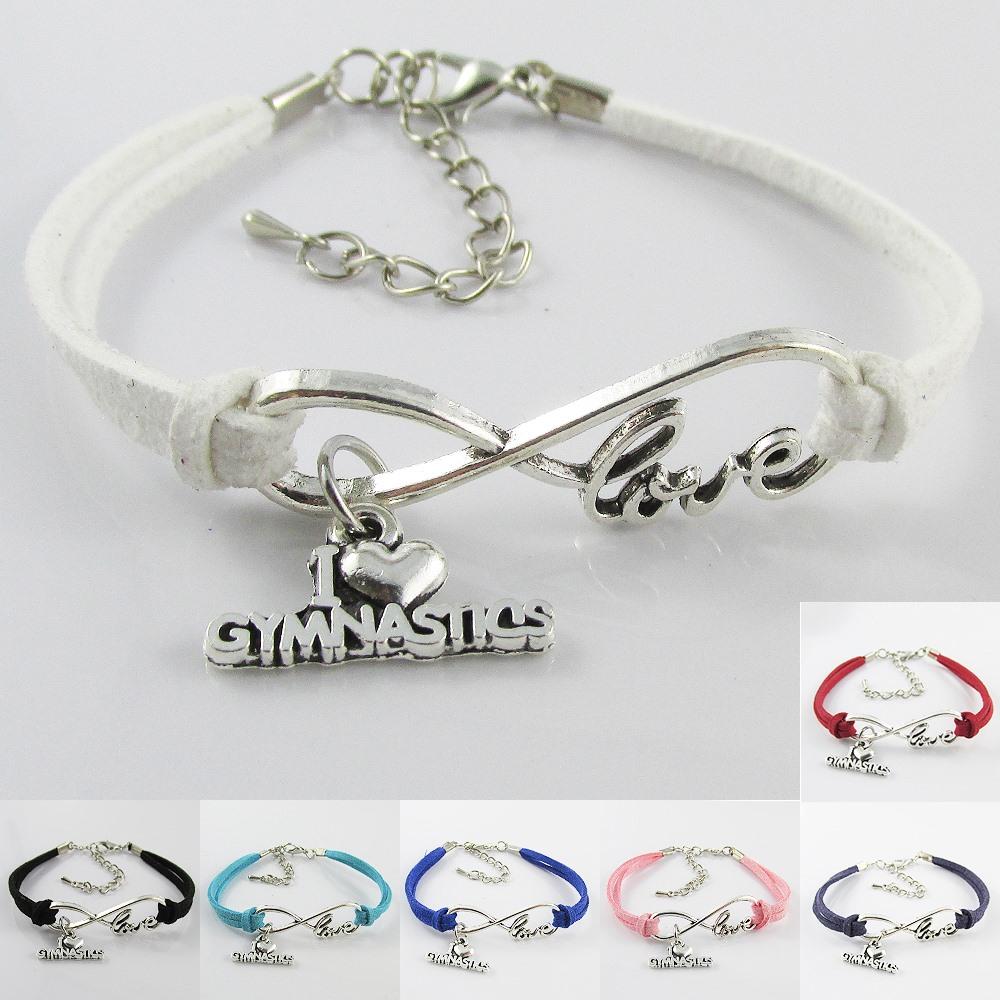 Infinity Love I Love GYMNASTICS Charm Bracelet Sport Coach Gift Pick Colour