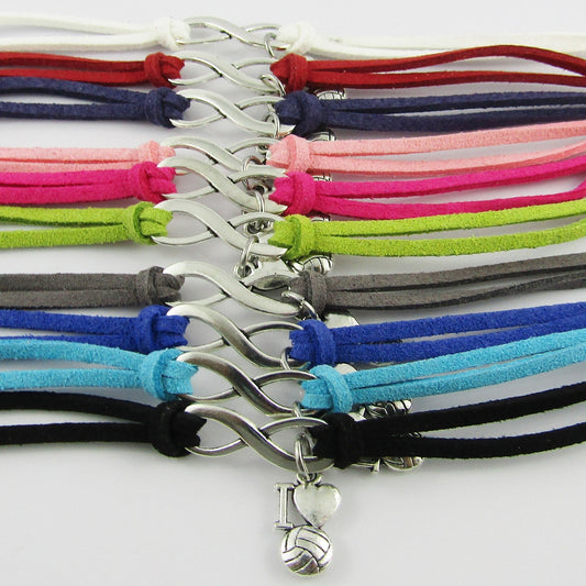 10 Player Set Infinity I Love NETBALL Charm Bracelet Junior Team 8-12 year old