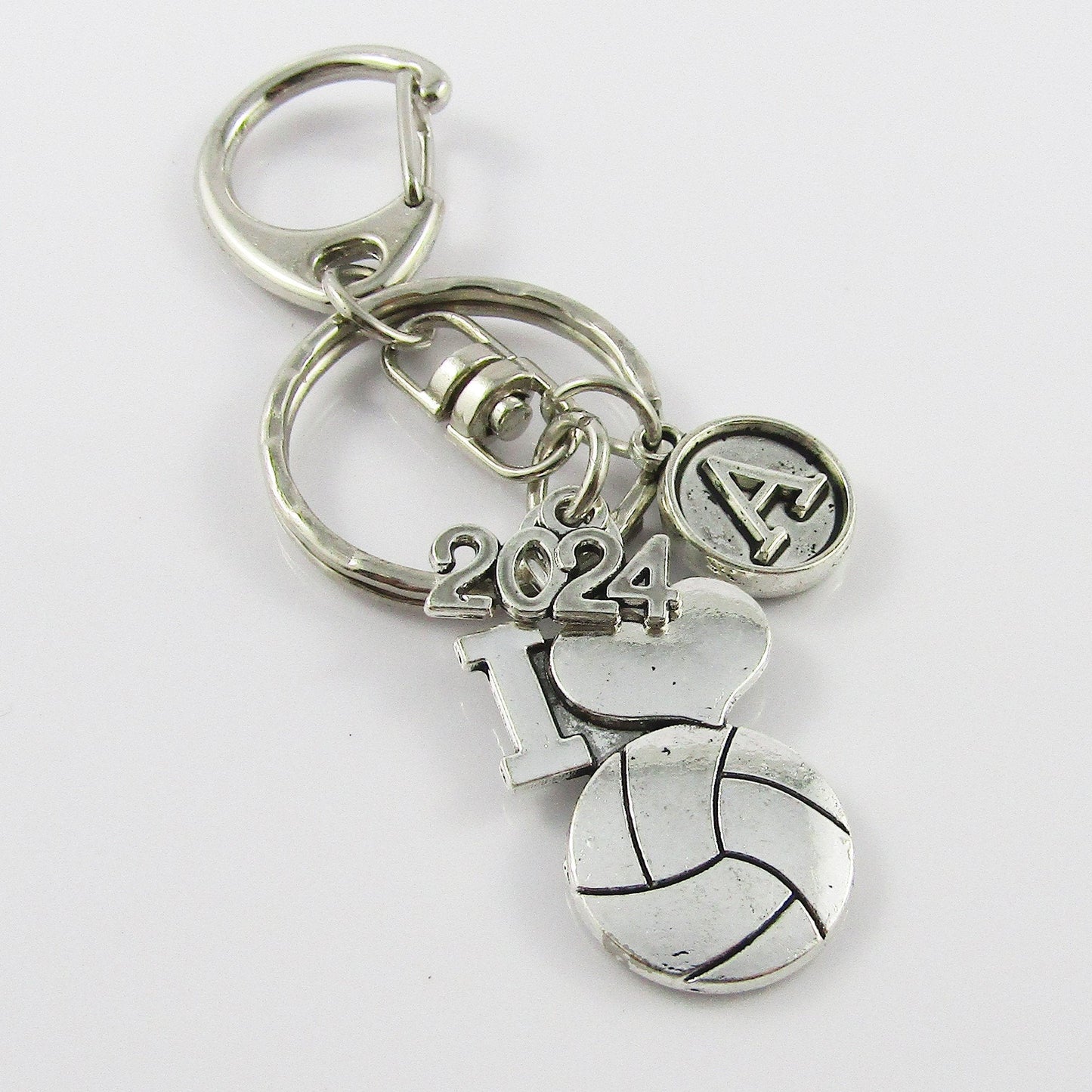 2024 I Love Netball Charm Keychain Bag Tag Personalised Team Gift Pick Initial