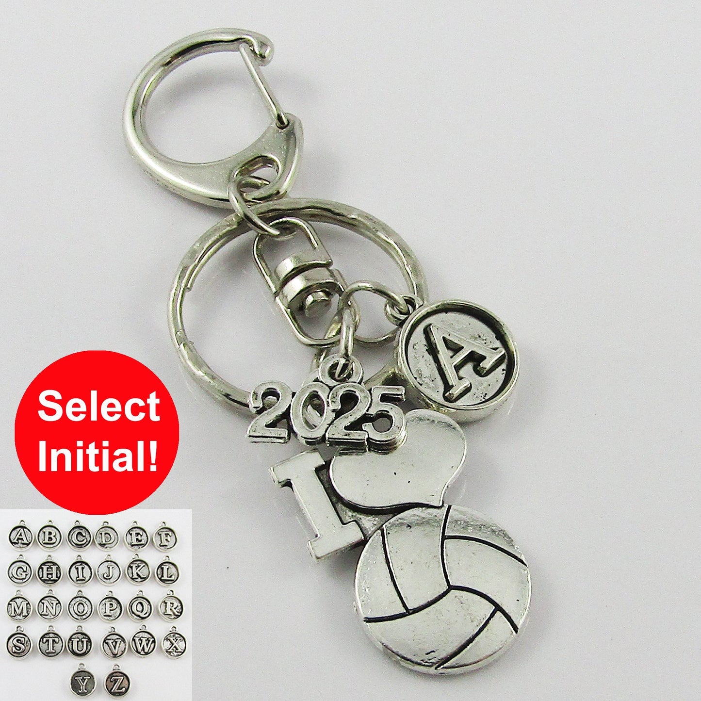 2025 I Love Netball Charm Keychain Bag Tag Personalised Team Gift Pick Initial