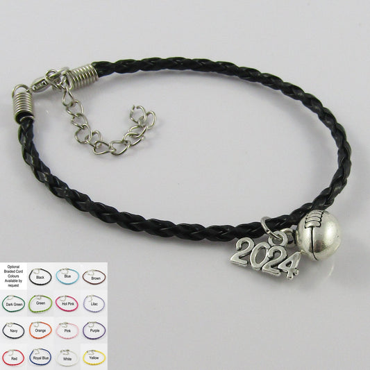 Football Rugby 2024 Charm Bracelet Braided Cord Team Coach Gifts