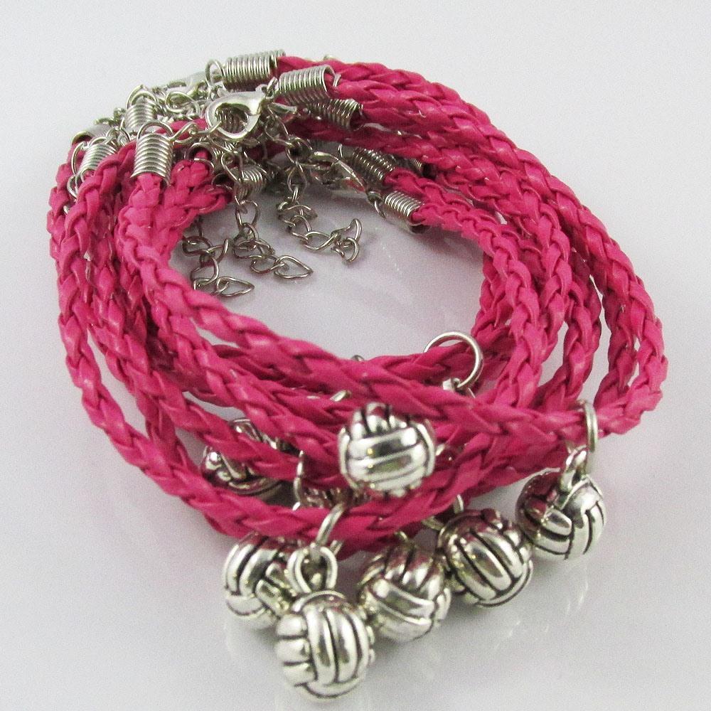 10 Player Set 3D Netball Charm Bracelet Braided Cord Team Gifts Pick Colour