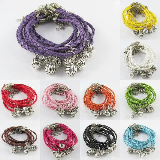 15 Player Set 3D Netball Charm Bracelet Braided Cord Team Gifts Pick Colour