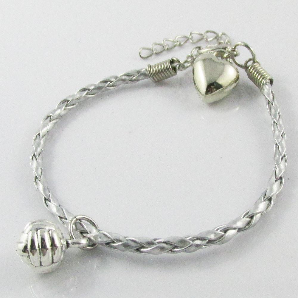 3D Netball Charm Bracelet Adjustable Gold or Silver Braid Cord Sport Team Gift