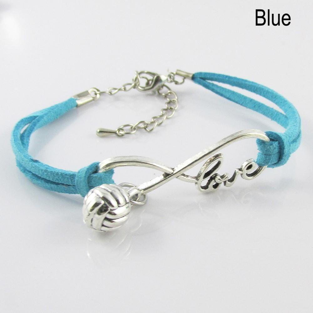 10 Player Set Infinity Love 3D NETBALL Charm Bracelet Sport TeamGift Pick Colour