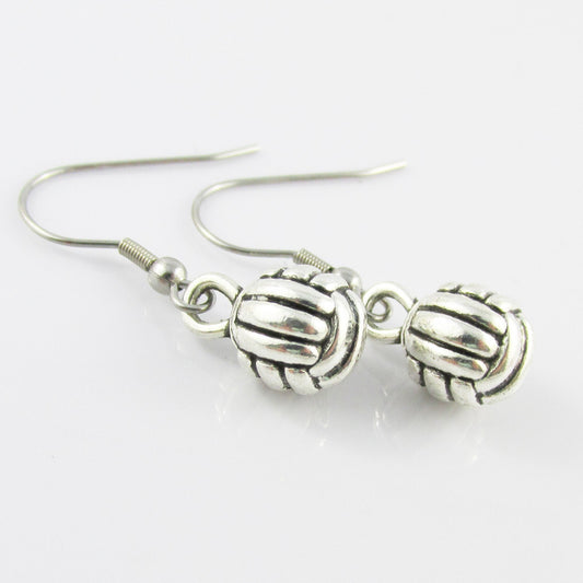 3D NETBALL Vollyball Charm Hook Earrings Stainless Steel Hooks