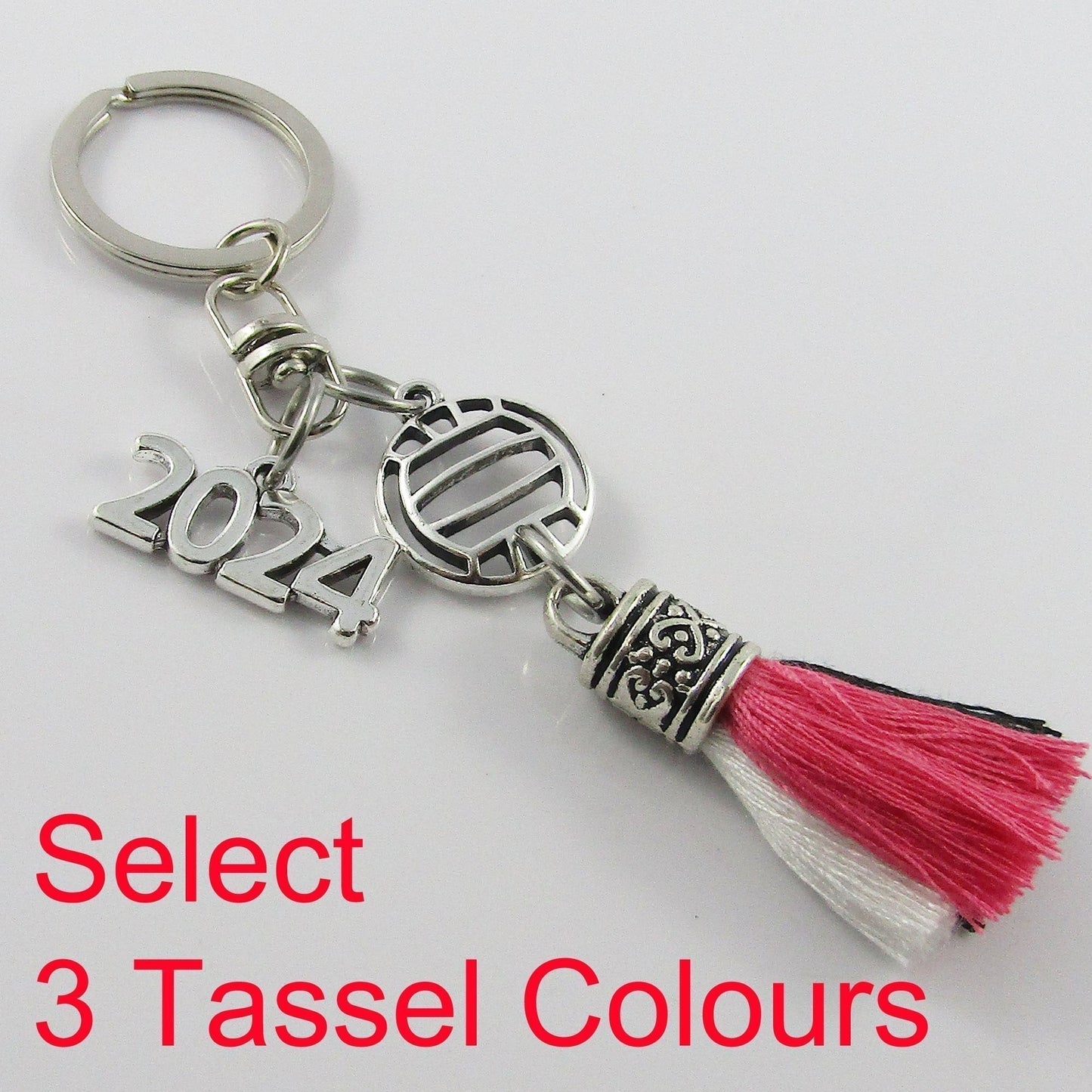 Personalised 3 Colour Tassel 2024 NETBALL Charm Keychain Bag Tag Sport Gift