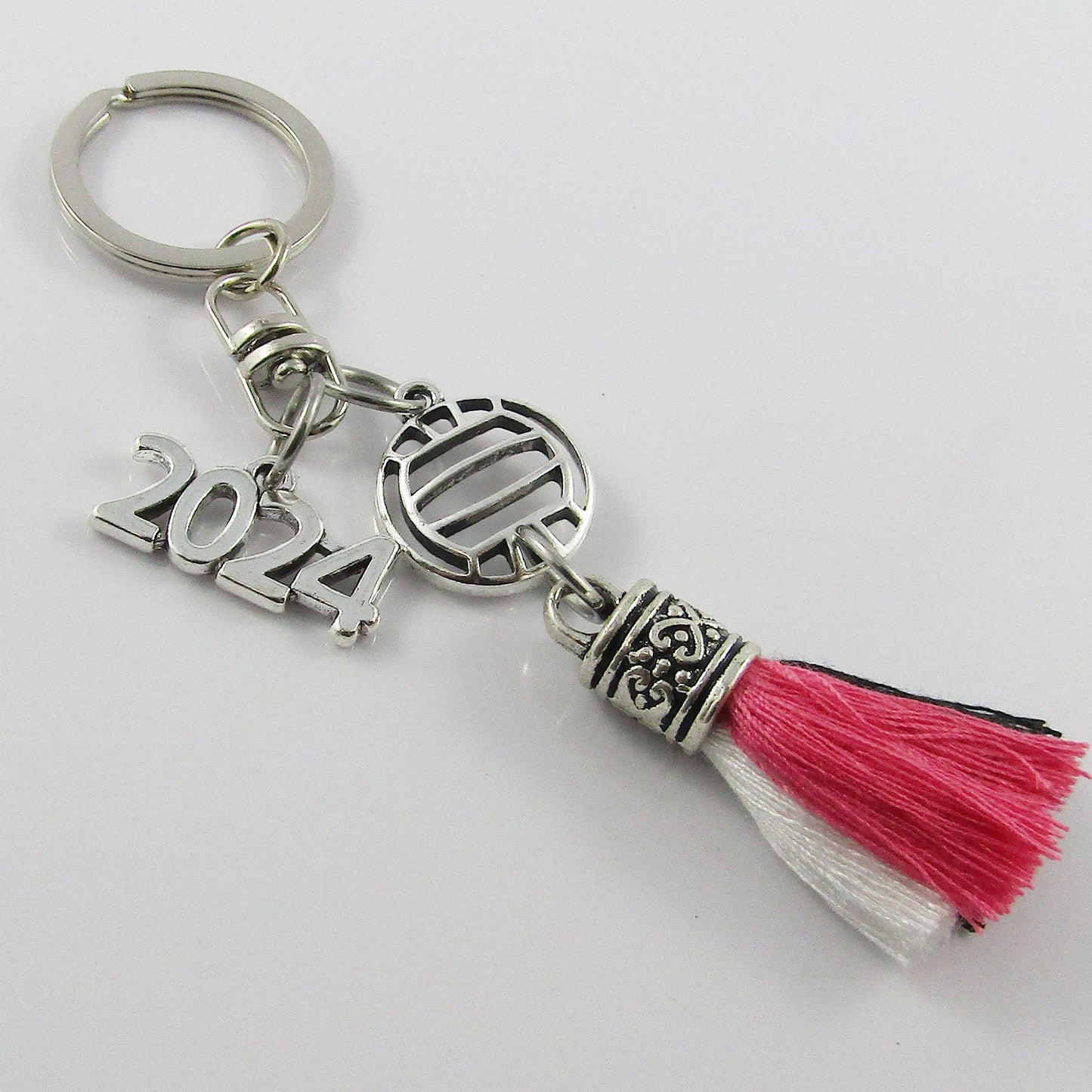 Personalised 3 Colour Tassel 2024 NETBALL Charm Keychain Bag Tag Sport Gift