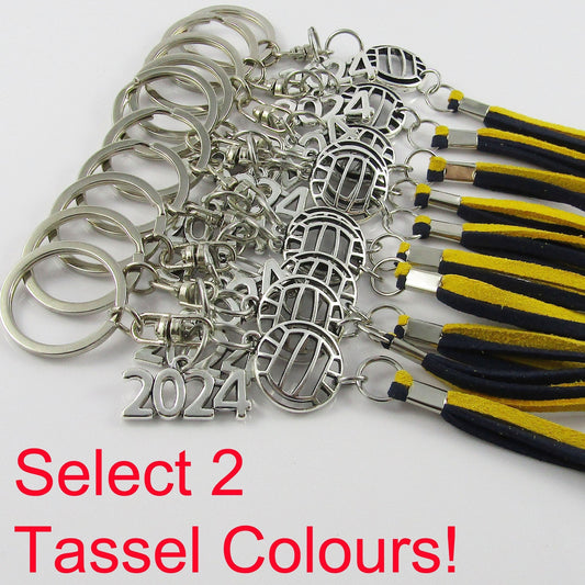 2024 NETBALL Charm Set of 12 Keychain Bag Tag Sports Gift Select Tassel Colours