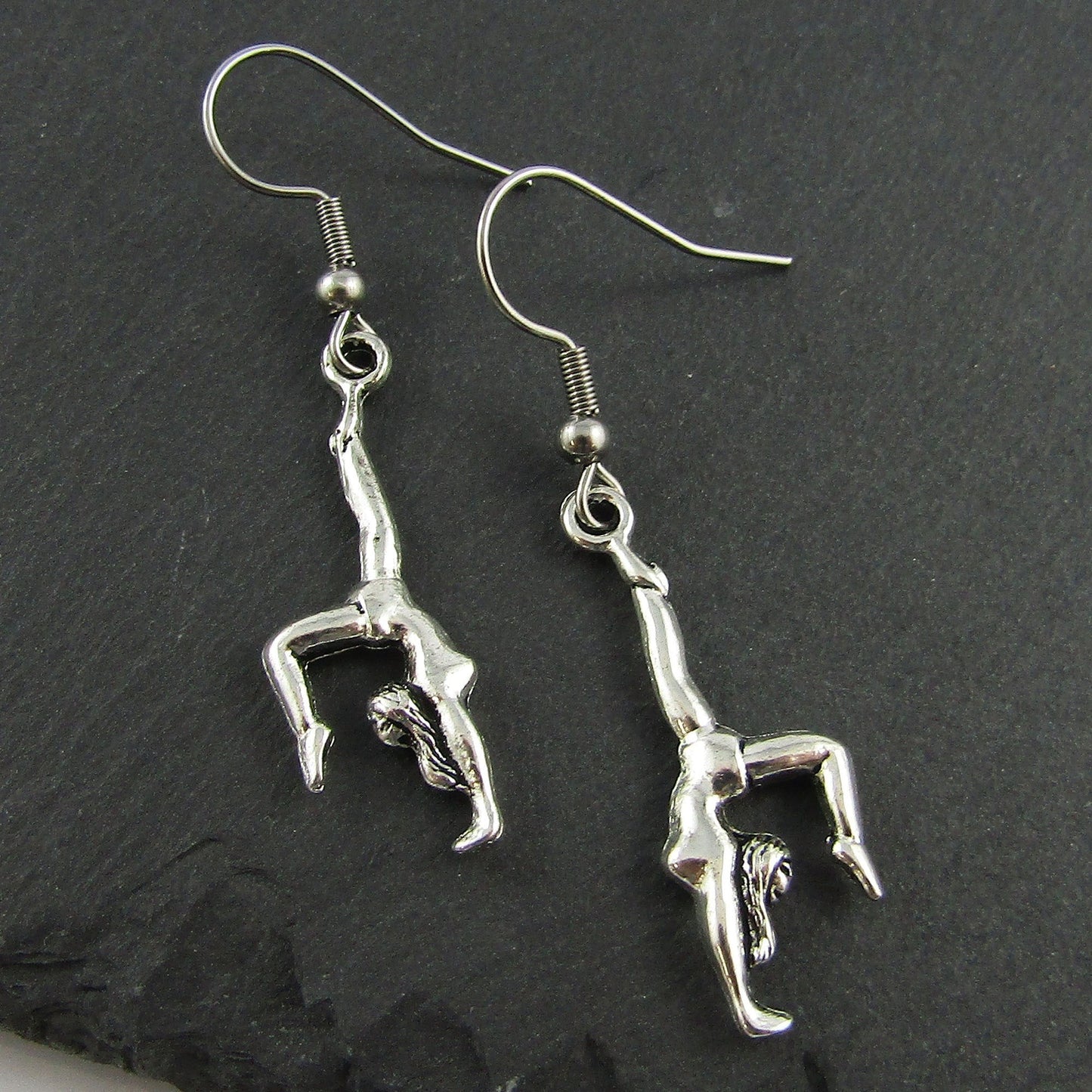 Gymnast Charm Hook Earrings Stainless Steel Hooks