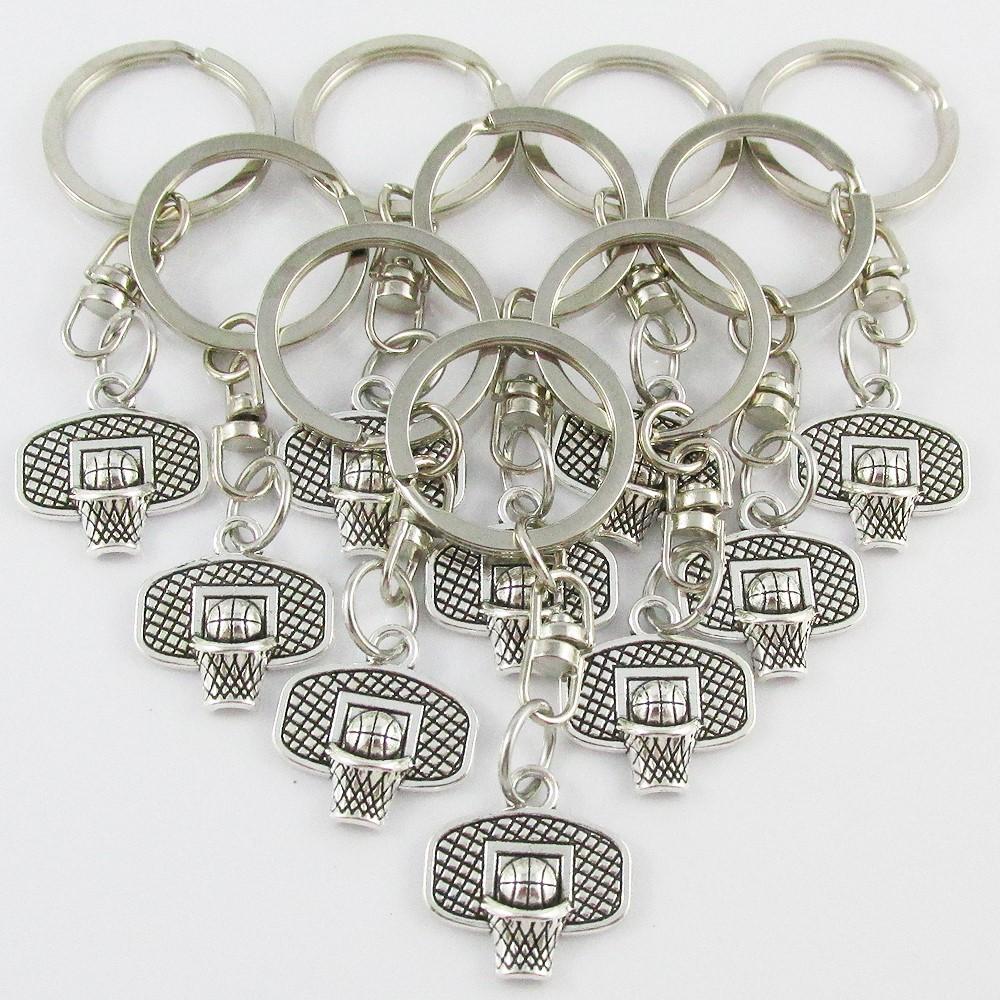 Team Set of 10 BASKETBALL Hoop Charm Keychain Coach Sports Season End Gift