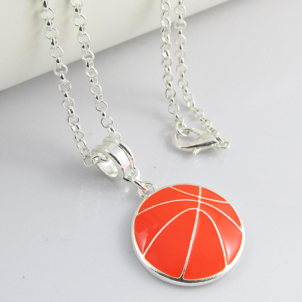 Enamel Basketball Charm Pendant Necklace 75cm SP Coach Sports Team Gift