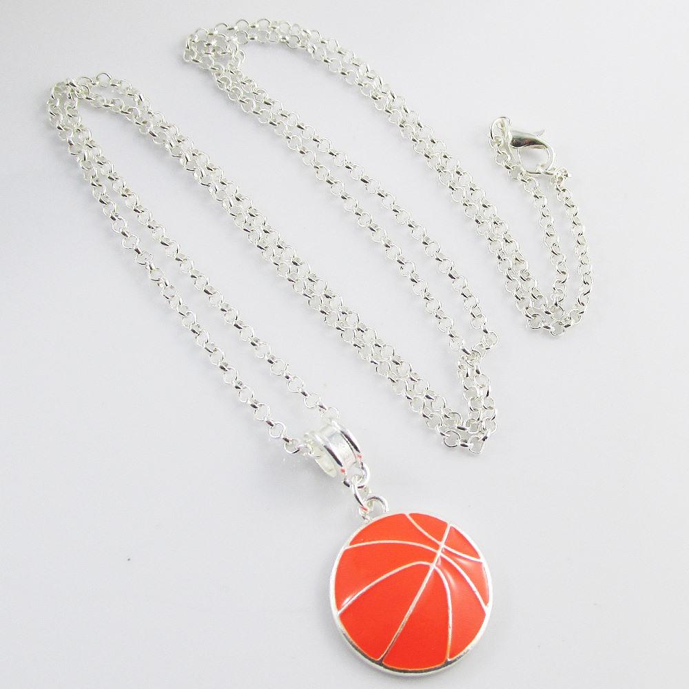 Enamel Basketball Charm Pendant Necklace 75cm SP Coach Sports Team Gift