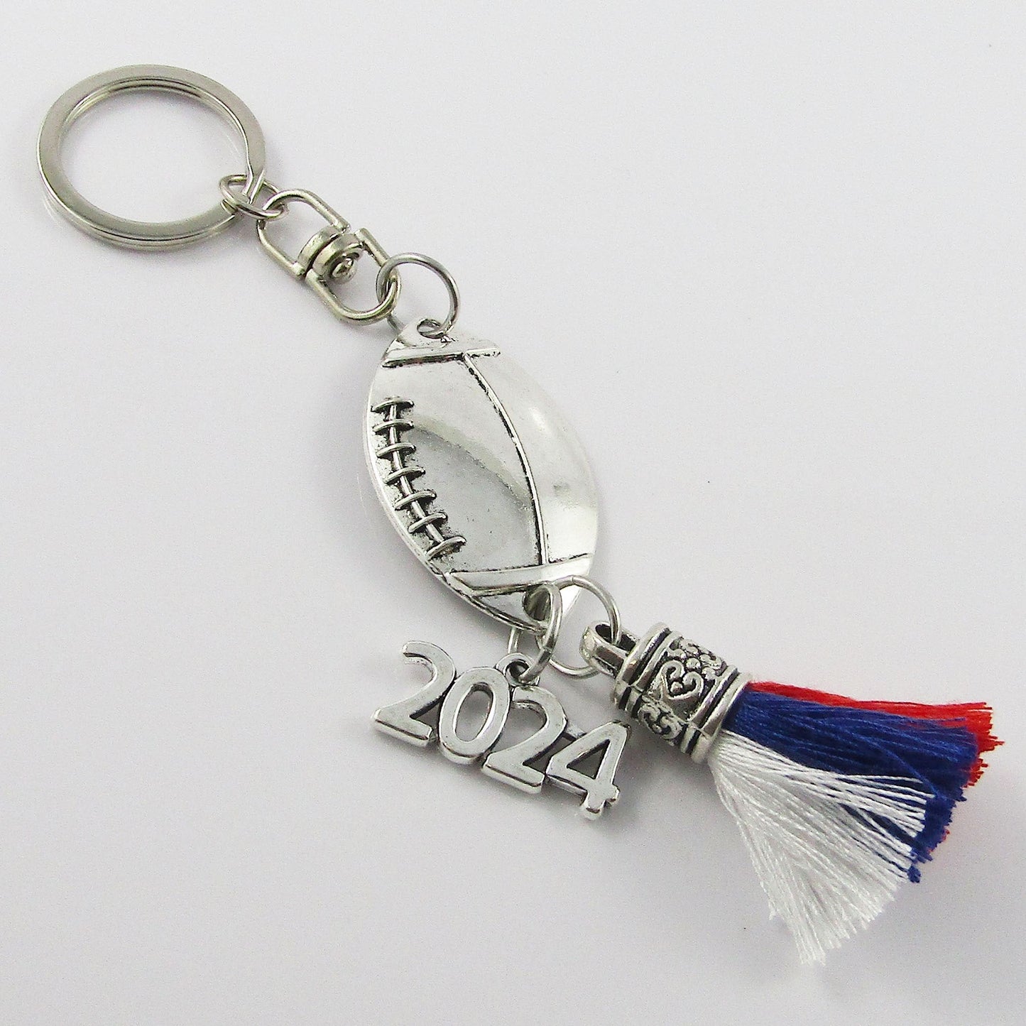 Personalised 3 Colour Tassel 2024 FOOTBALL Charm Keychain Bag Tag Sport Gift