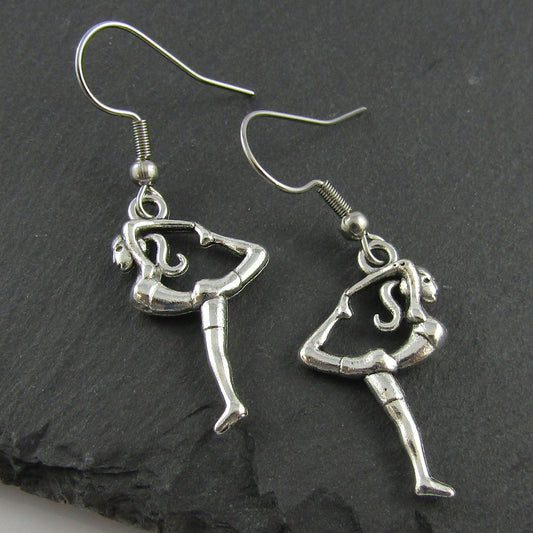 Gymnast Ankle Hold Charm Hook Earrings Stainless Steel Hooks