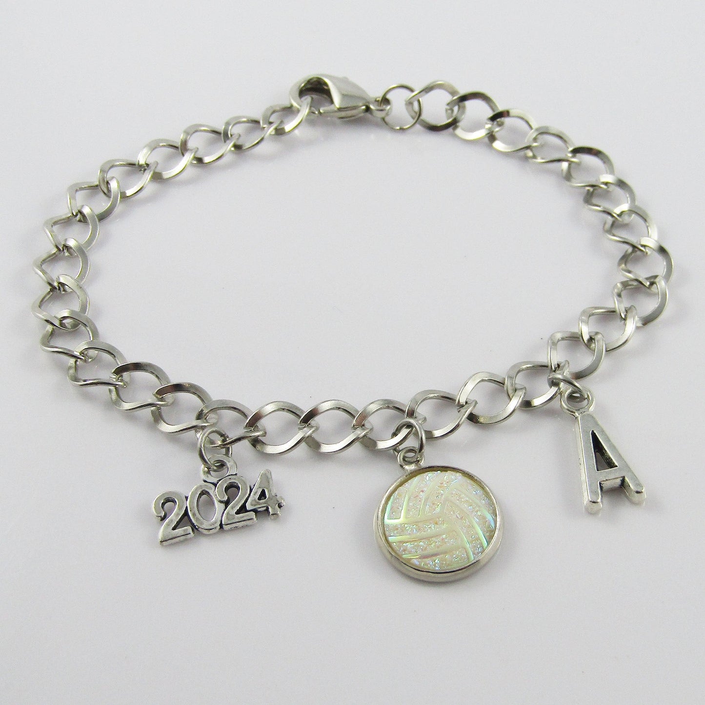 Personalised 2024 Netball Charm Bracelet 20cm Sports Team Gift Select Initial