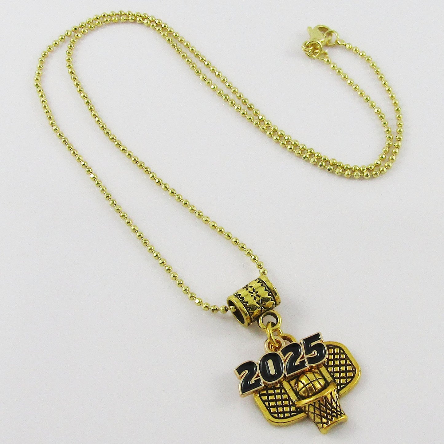 2025 Basketball Backboard & Hoop Charm Necklace Gold Plate Brass Ball Chain 45cm