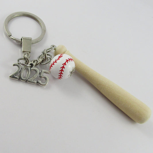 2025 3D Wood Baseball Softball Bat & Ball Charm Keychain 150mm Coach Sports Gift