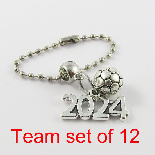 2024 3D Soccer Ball Charm Bag Tag Zipper Pull Team Set of 12 End Of Season Gift