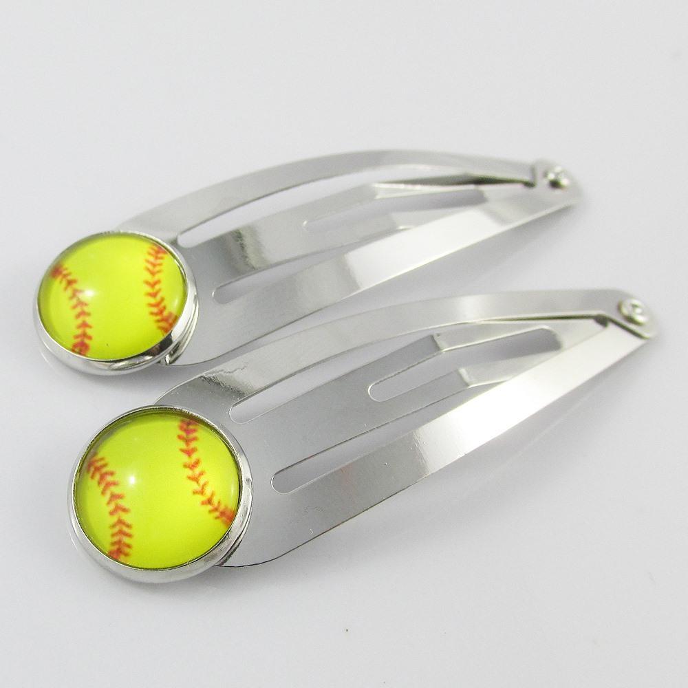 2pce Sport Hair Snap Clip Select Baseball Basketball Softball or Netball