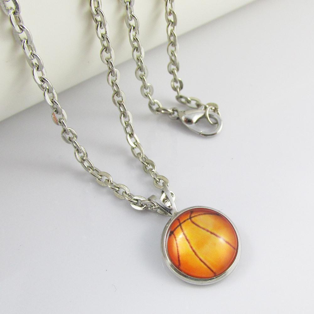 Glass Cover Basketball Charm Necklace 45cm Coach Sports Team End Of Season Gift