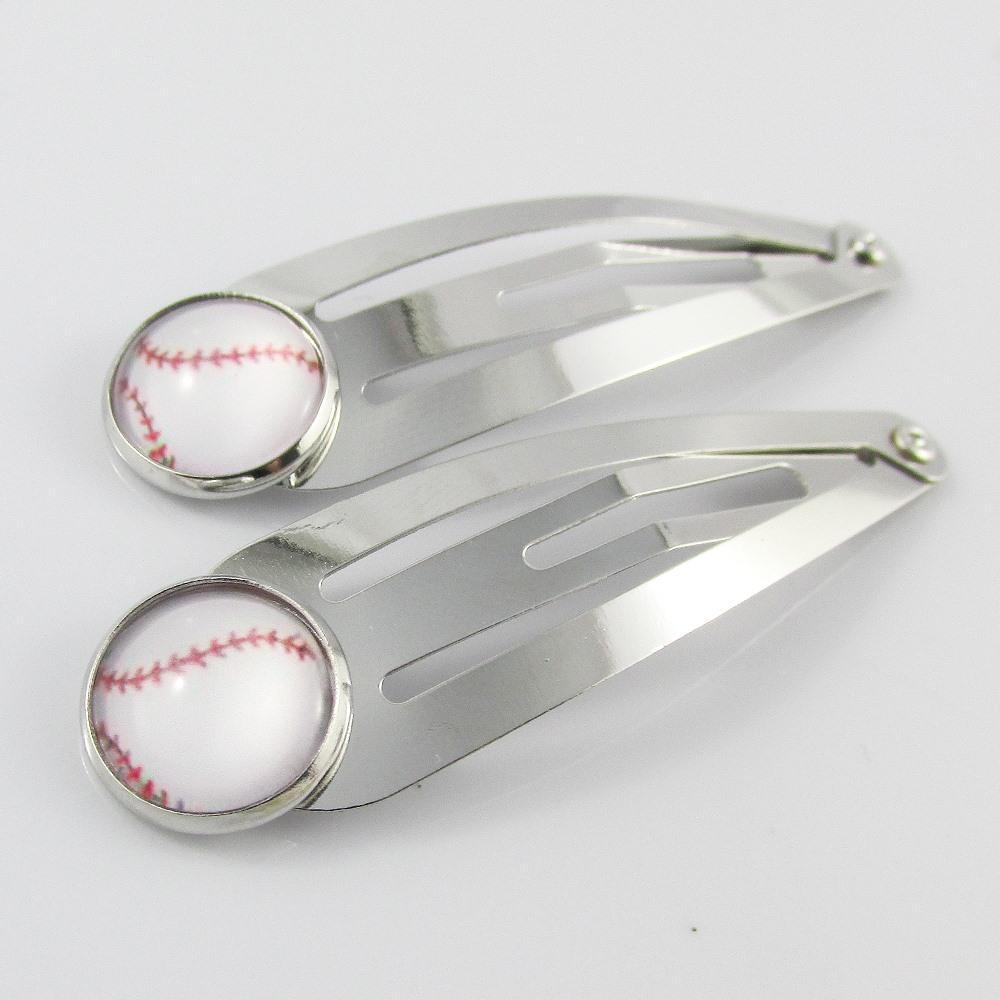 2pce Sport Hair Snap Clip Select Baseball Basketball Softball or Netball