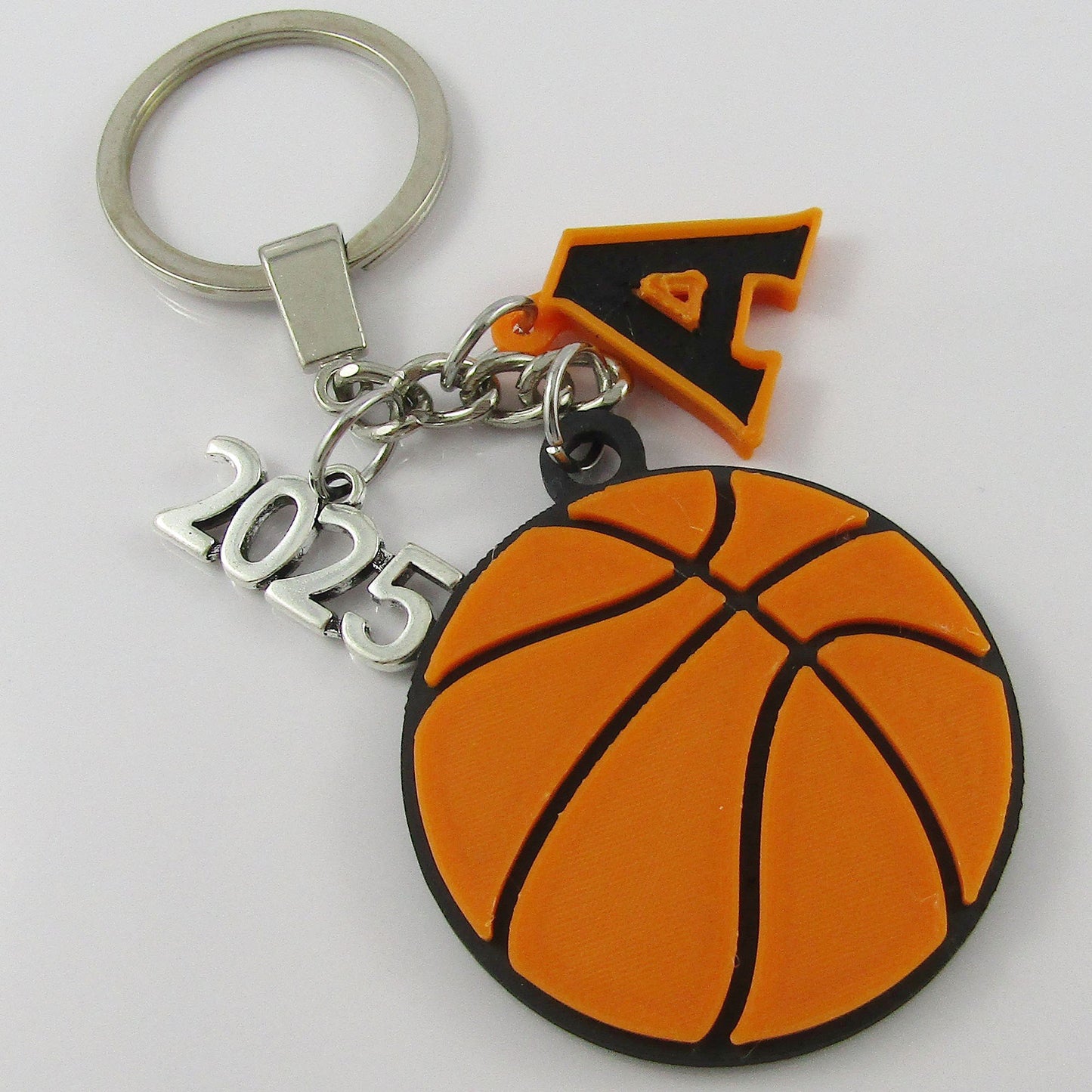 Personalised 2025 Basketball Charm Keychain 115mm Sports Gift Select Initial