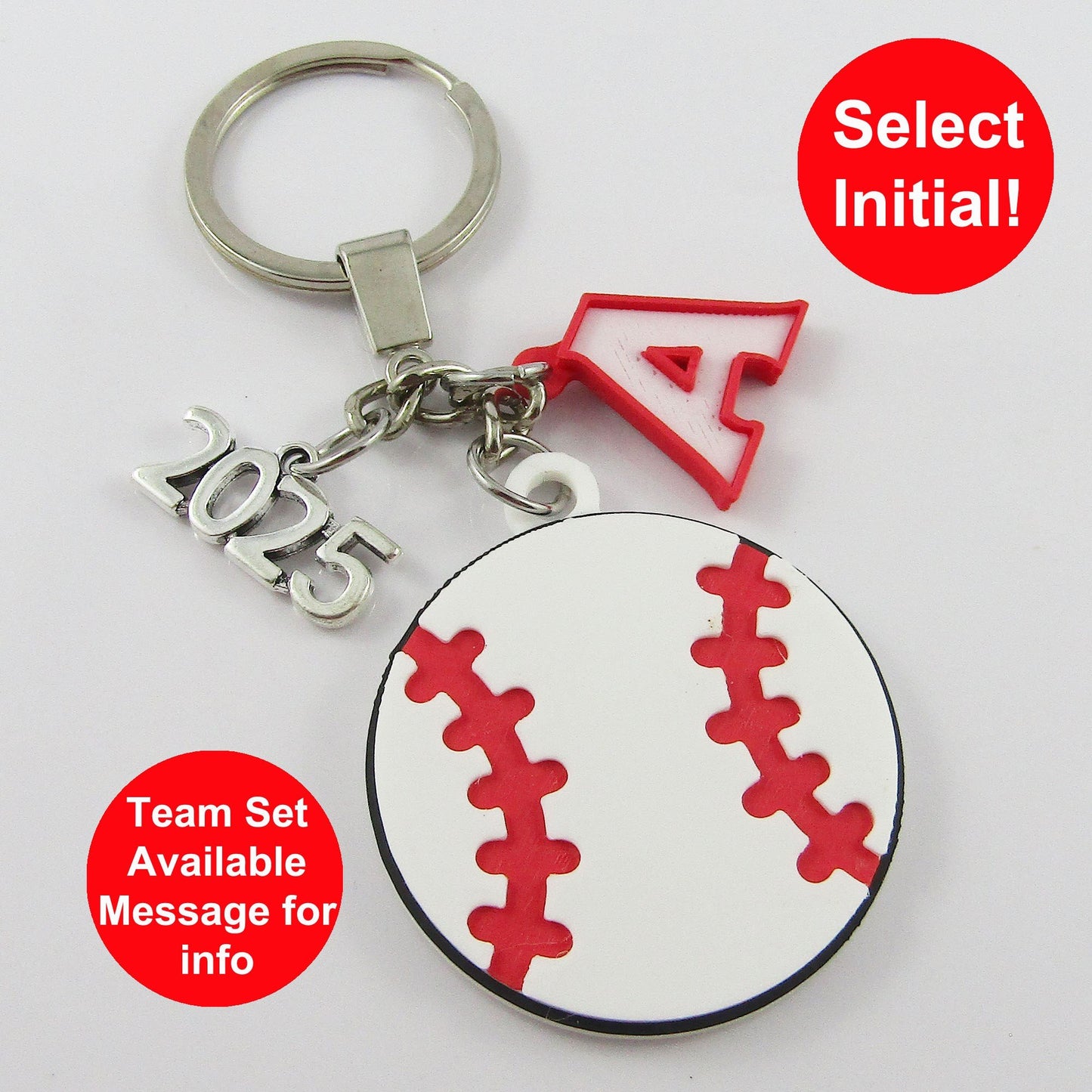 Personalised 2025 Softball Charm Keychain 115mm Coach Sports Gift Select Initial