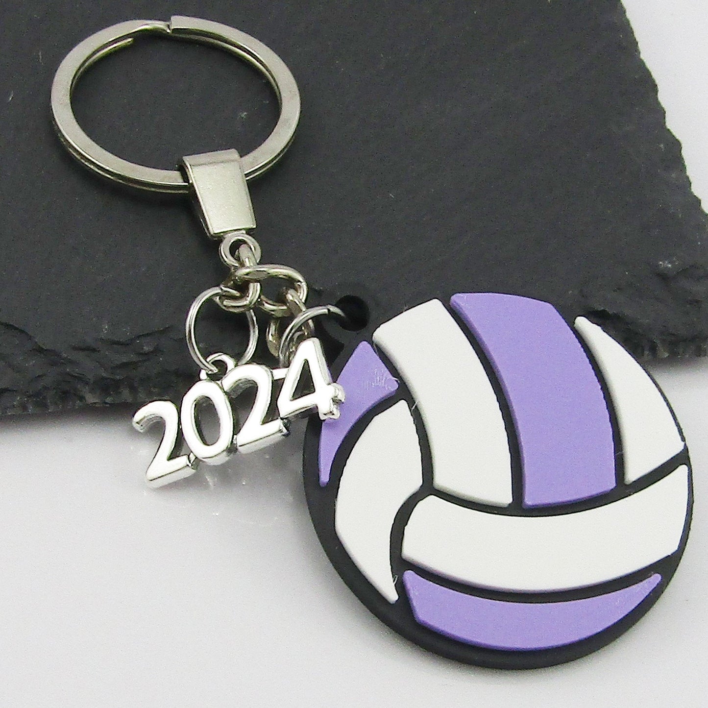 2024 Netball Charm Keychain 115mm Coach Sports End Of Season Gift Lilac White