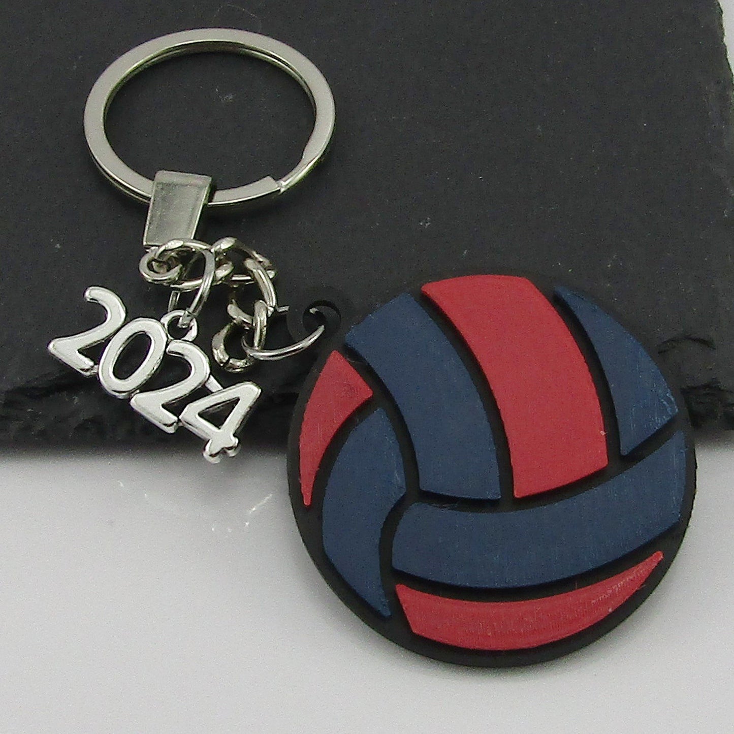 2024 Netball Charm Keychain 115mm Coach Sports End Of Season Gift Red Blue