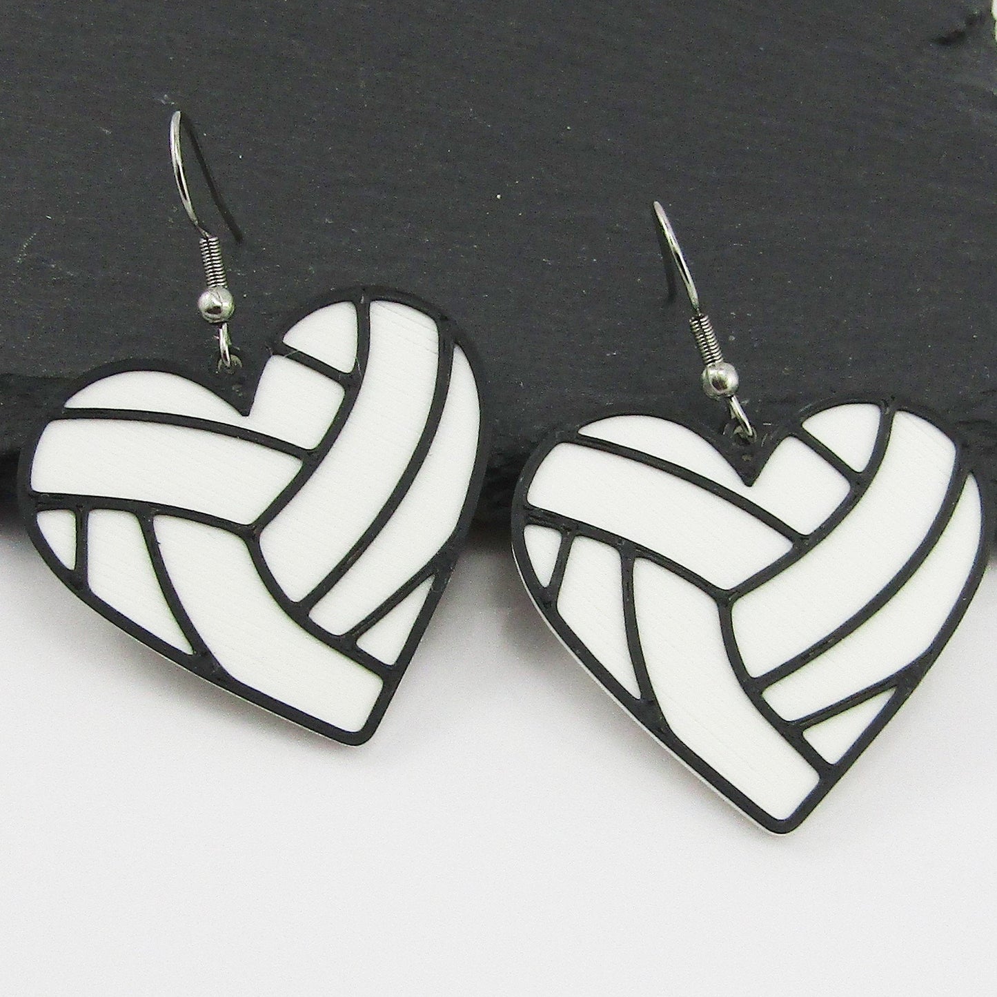 Love Heart Netball Earrings 35mm Stainless Steel Hooks