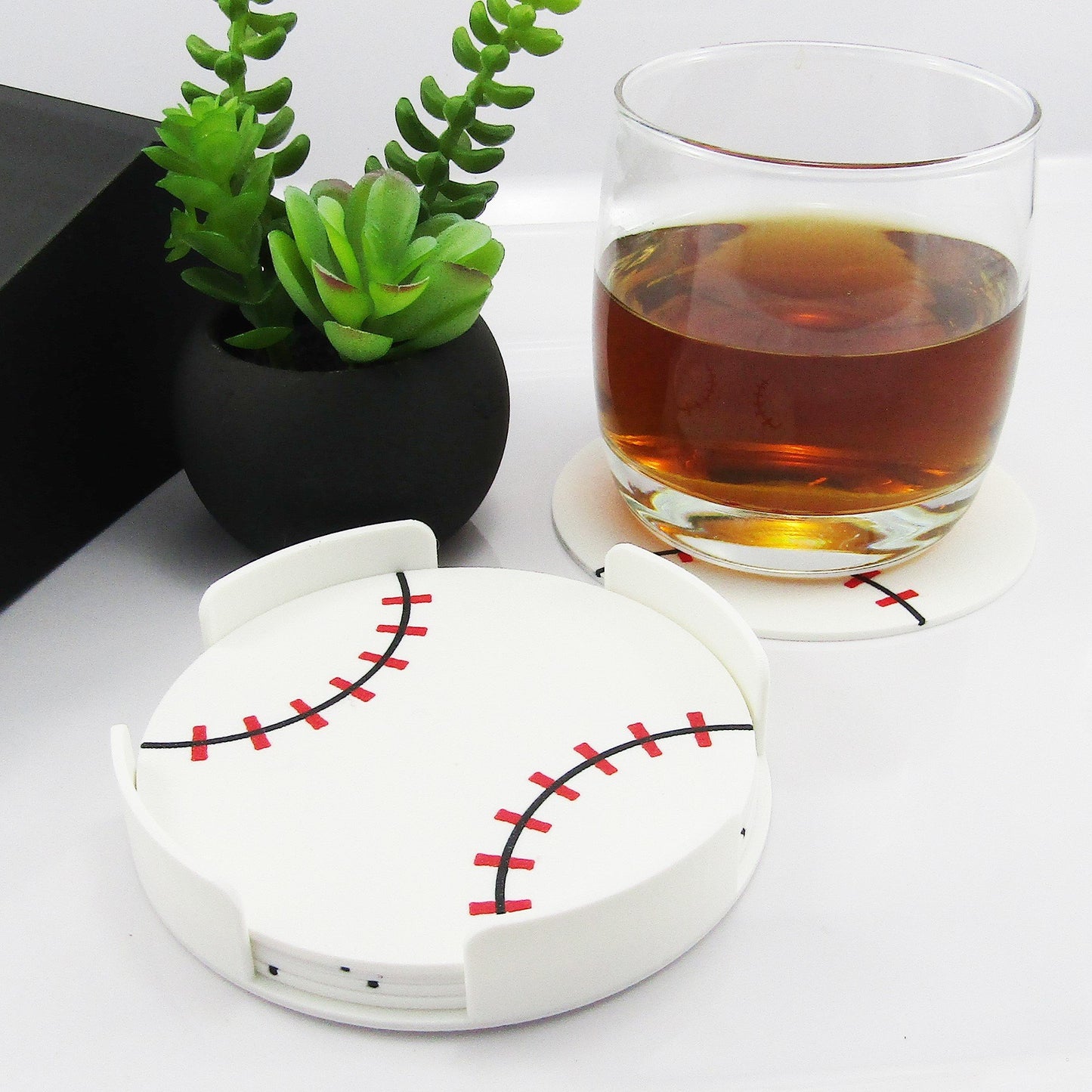 Baseball Sports Drink Coaster available individually or in sets of four