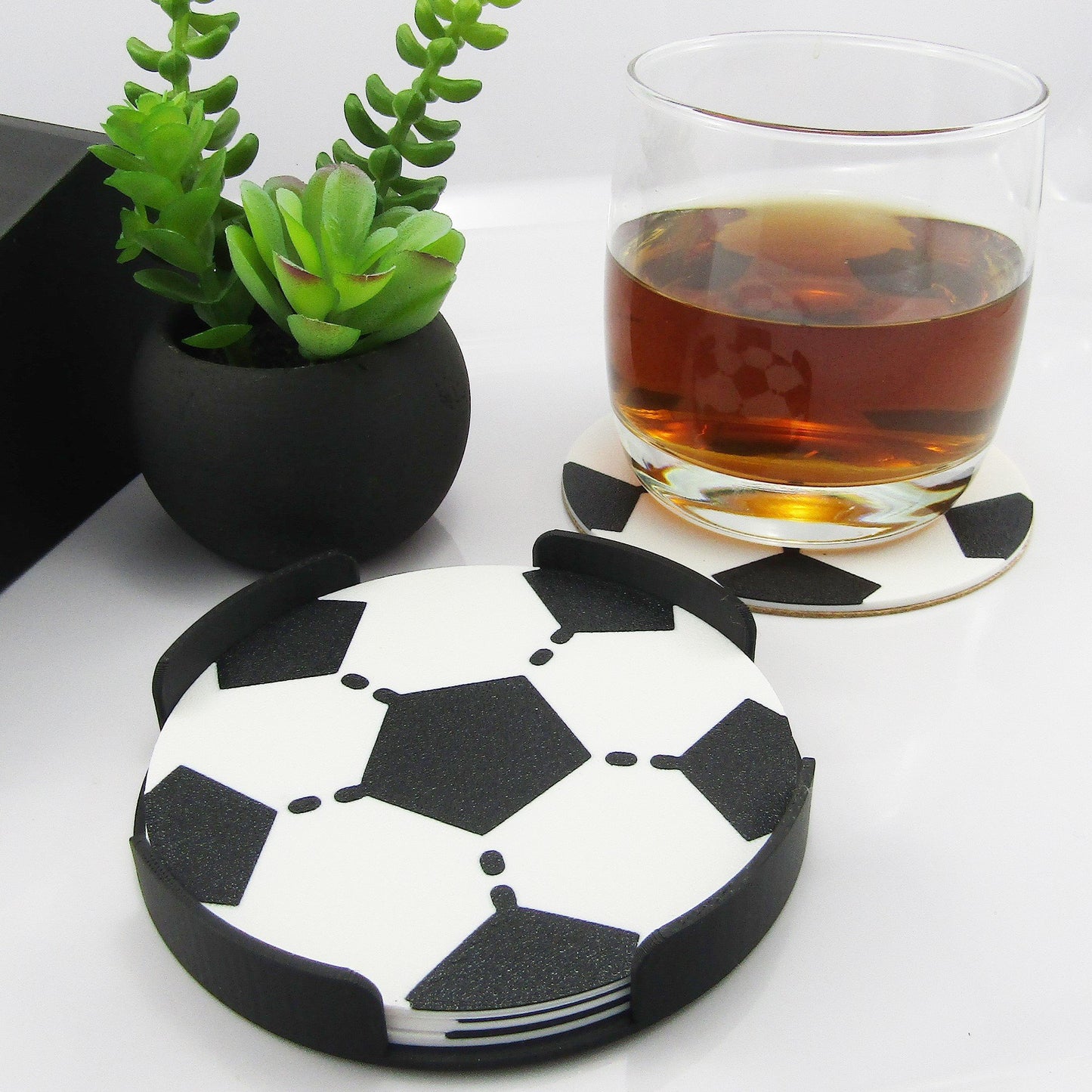 Soccer Sports Drink Coaster available individually or in sets of four