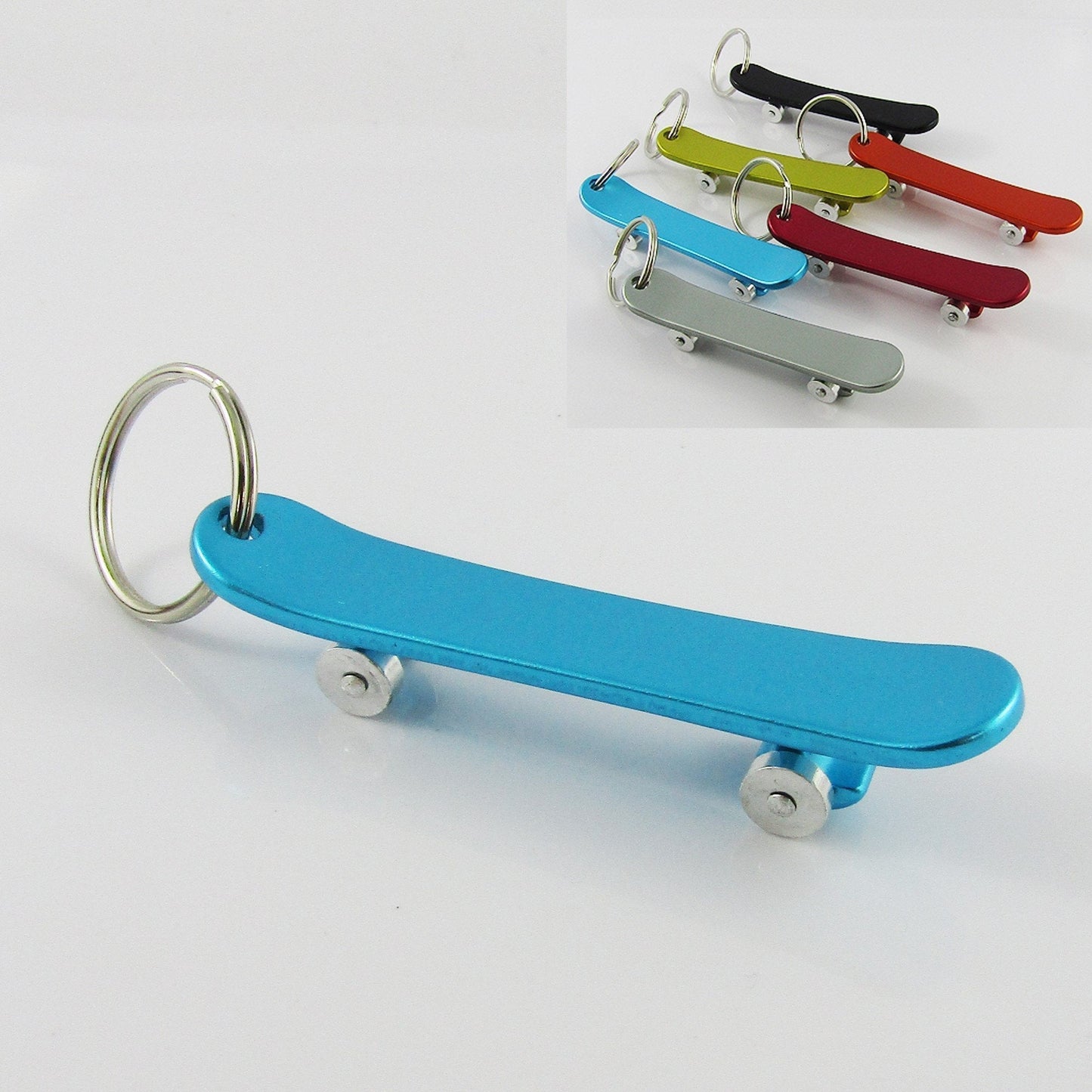 Skaterboy 3D Skateboard Charm Bag Tag Keyring 75mm Aluminium Select Colour