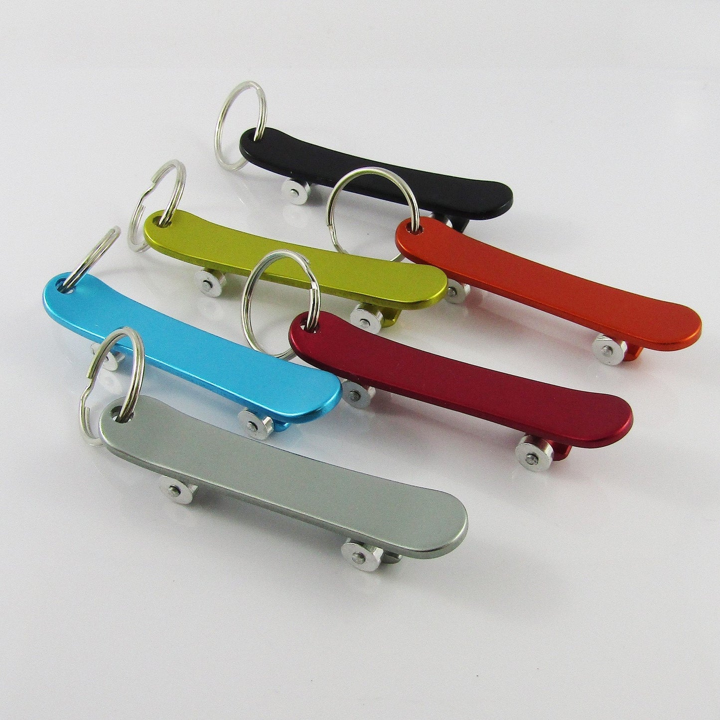 Skaterboy 3D Skateboard Charm Bag Tag Keyring 75mm Aluminium Select Colour