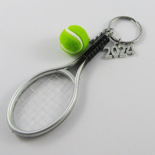 Tennis Racquet & Ball Sport Keychain Keyring 125mm Sports Gift Optional 2024 Tag